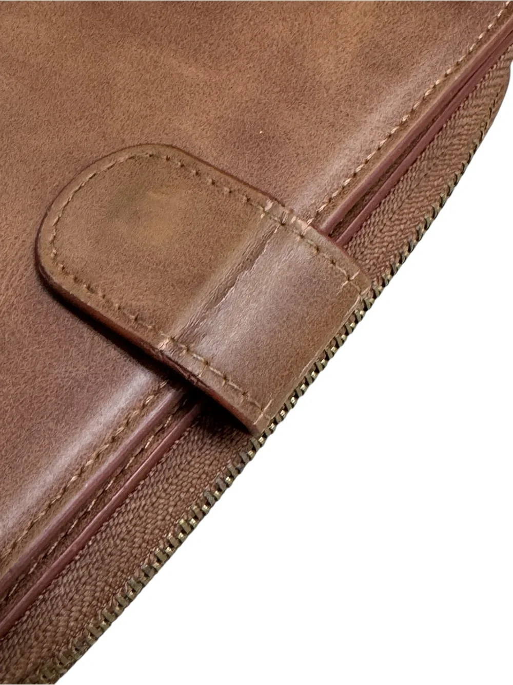 BRG Bifold Brown Faux Leather Women’s Zip Wallet with Snap Closure